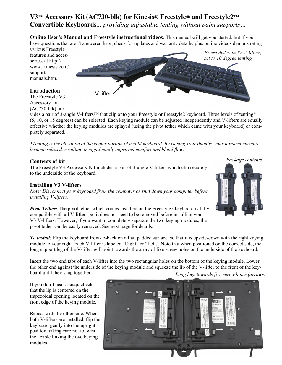 Kinesis AC730-blk Freestyle2 V3 User Manual | 2 pages