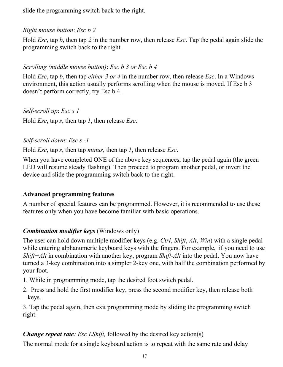 Kinesis FSMJ4 Savant Elite Programmable Foot Pedal User Manual | Page 17 / 28