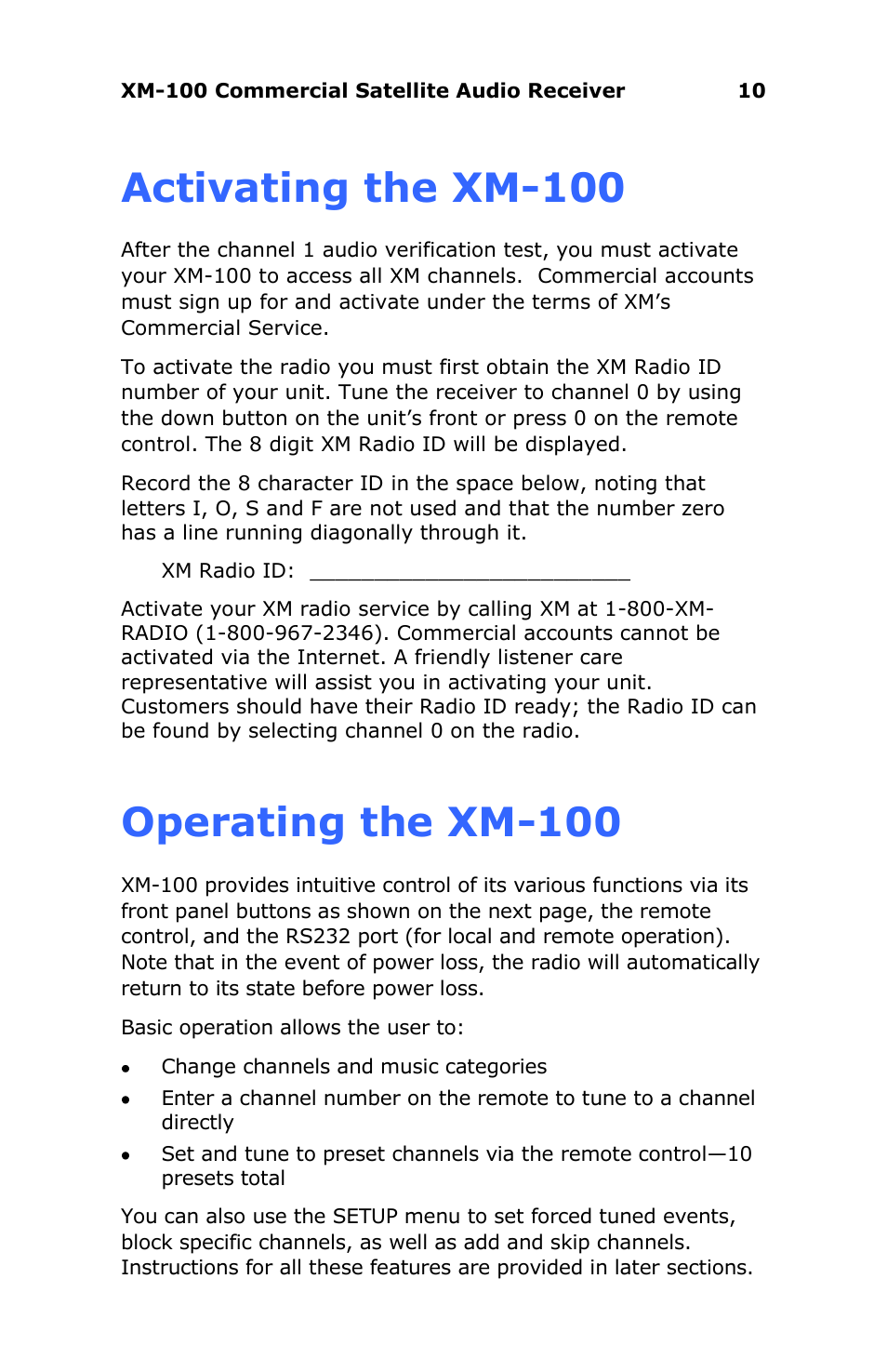 Activating the xm-100, Operating the xm-100 | Antex electronic XM-100 User Manual | Page 10 / 26