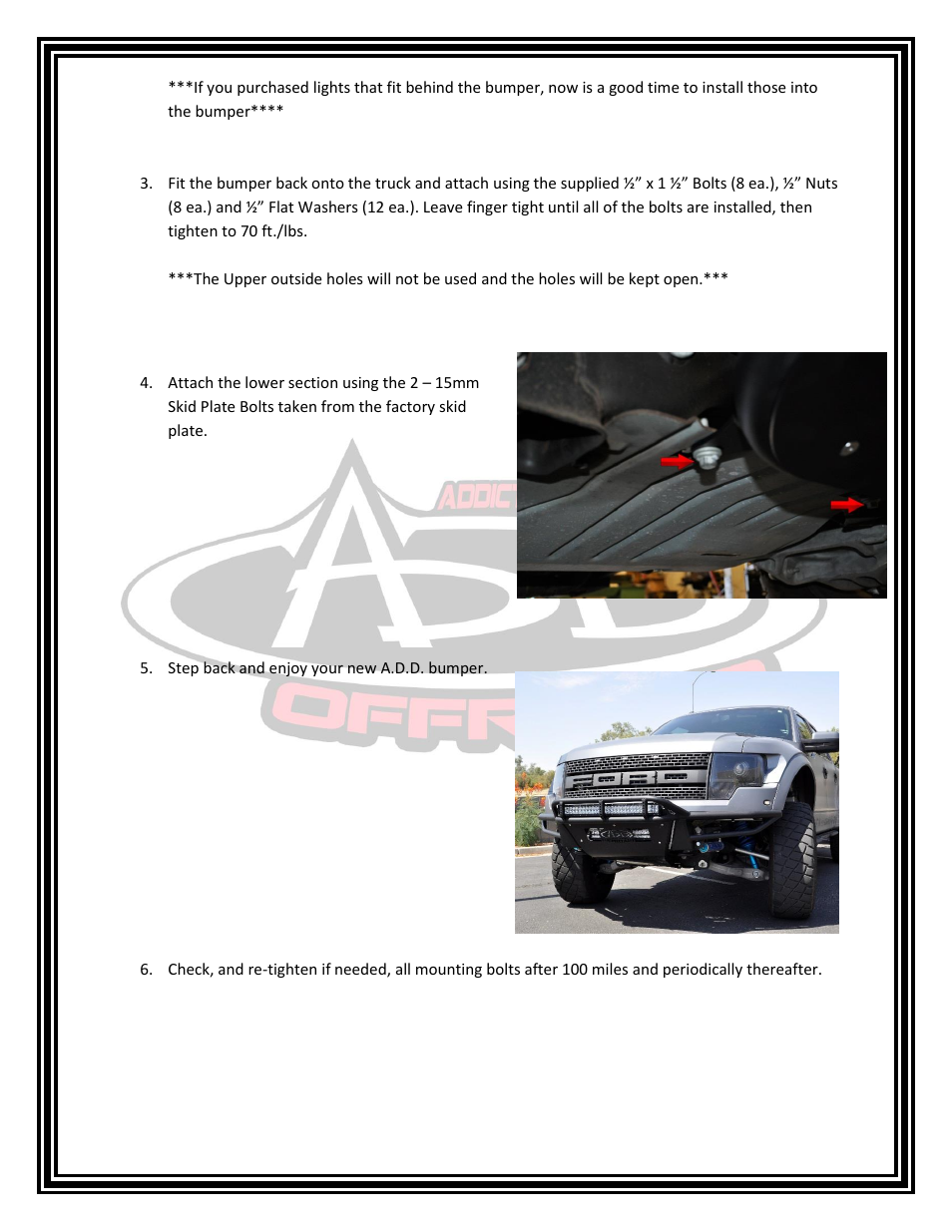 Addictive Desert Designs 2009 - 2013 F-150/Raptor Race Series Front Bumper User Manual | Page 2 / 3