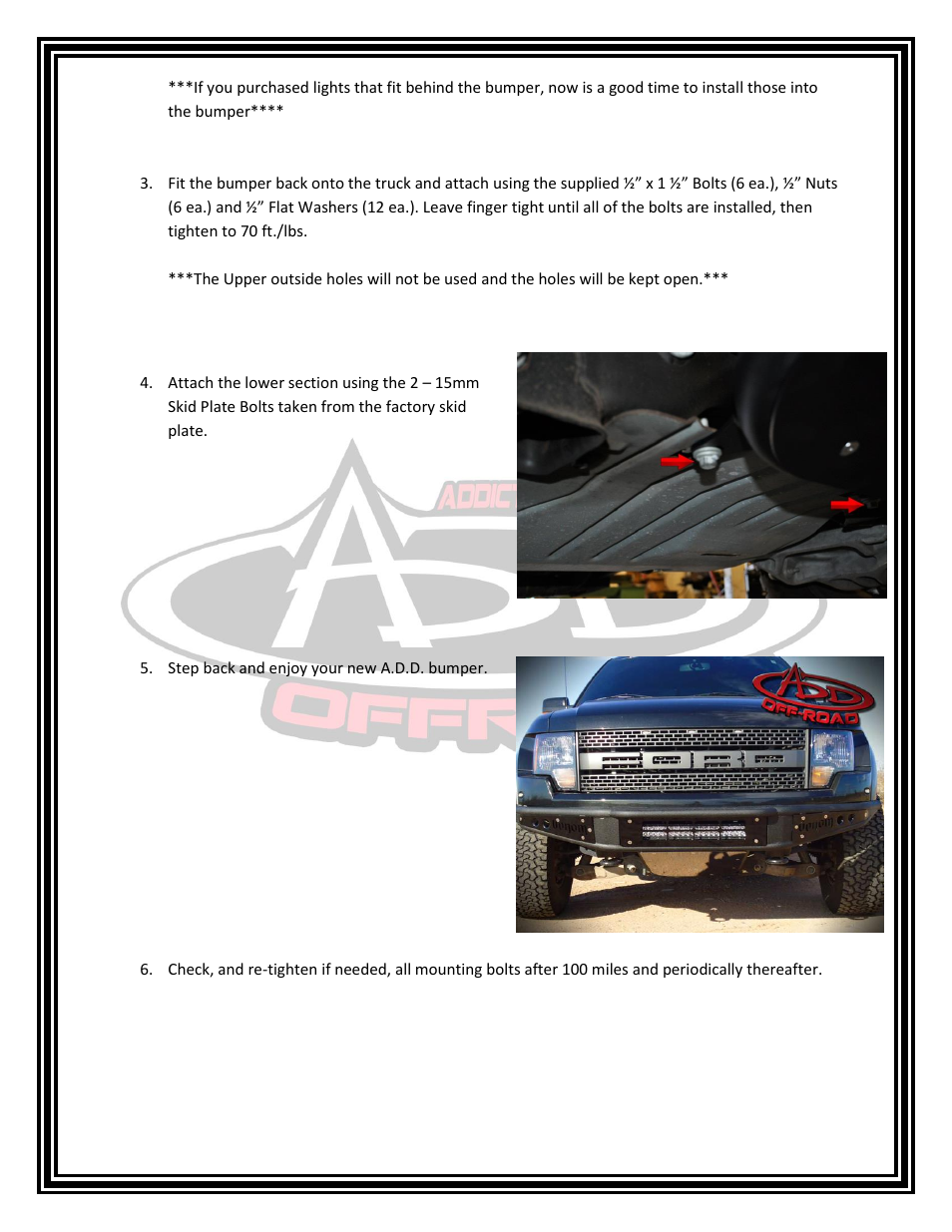 Addictive Desert Designs 2009 - 2013 F-150/Raptor Venom Front Bumper User Manual | Page 2 / 3