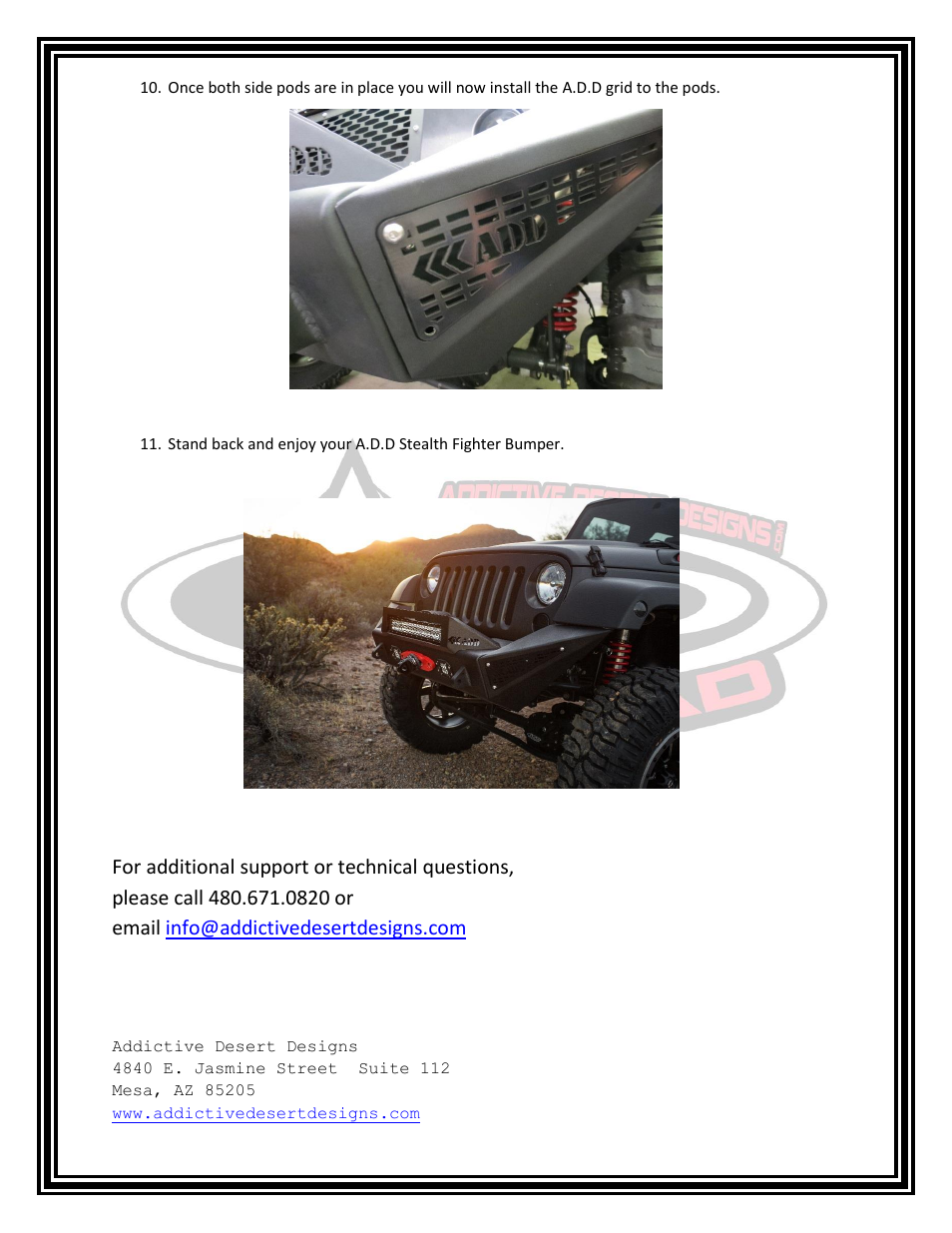 Addictive Desert Designs 2007 - 2013 Jeep JK Stealth Fighter Front Bumper User Manual | Page 4 / 4