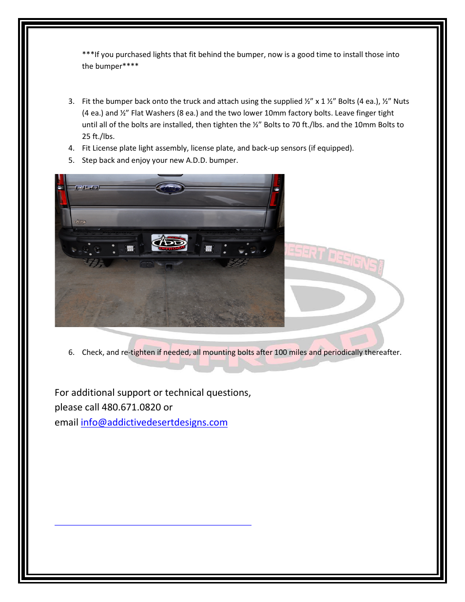Addictive Desert Designs 2009 - 2013 F-150/Raptor Venom Rear Bumper User Manual | Page 2 / 2