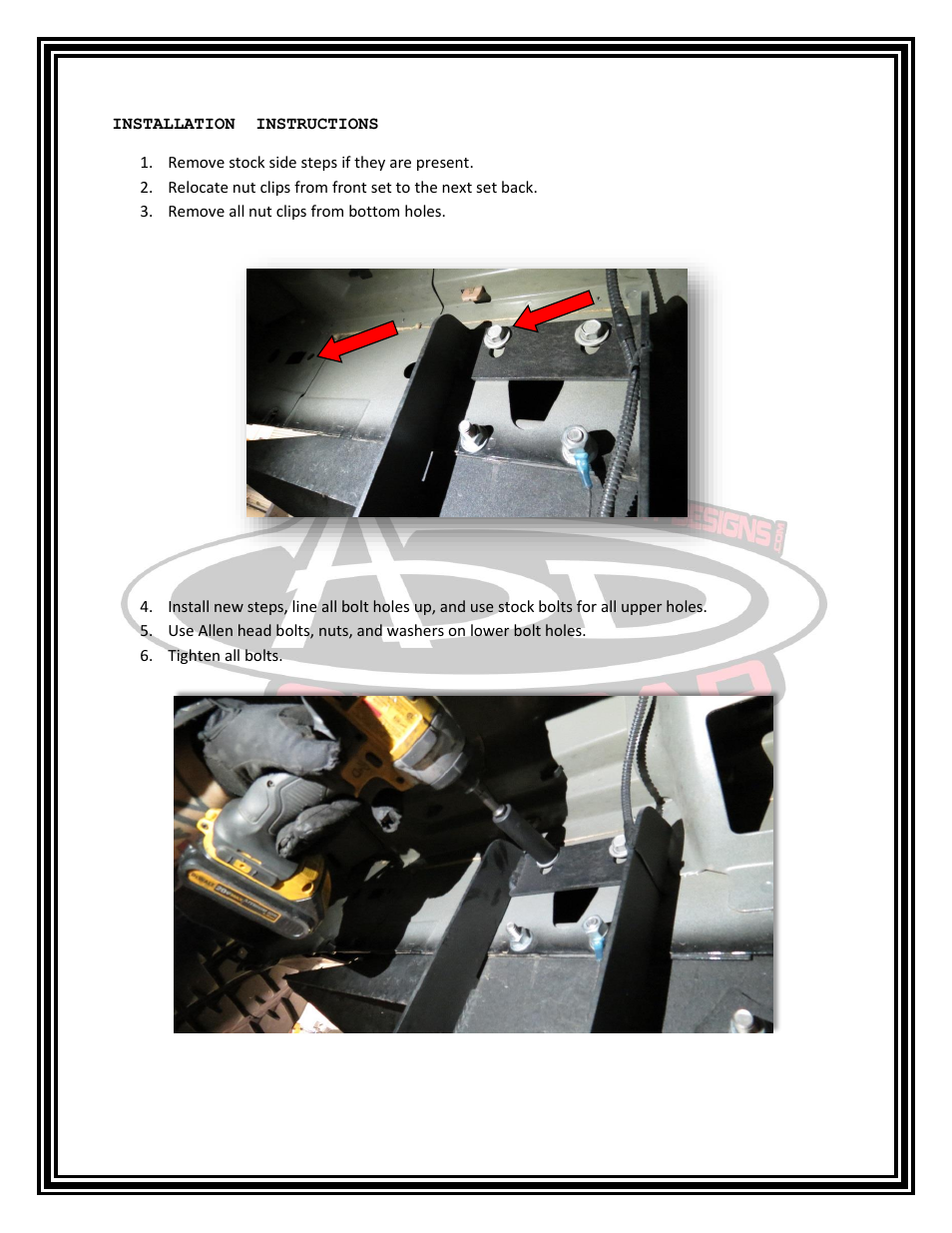 Addictive Desert Designs 1999 - 2014 Ford SuperDuty and Excursion Stealth Side Step User Manual | Page 2 / 3