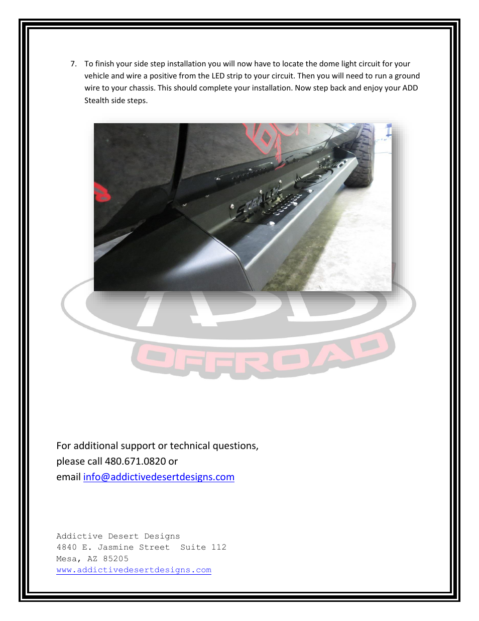 Addictive Desert Designs 1999 - 2014 Ford SuperDuty and Excursion Stealth Side Step User Manual | Page 3 / 3
