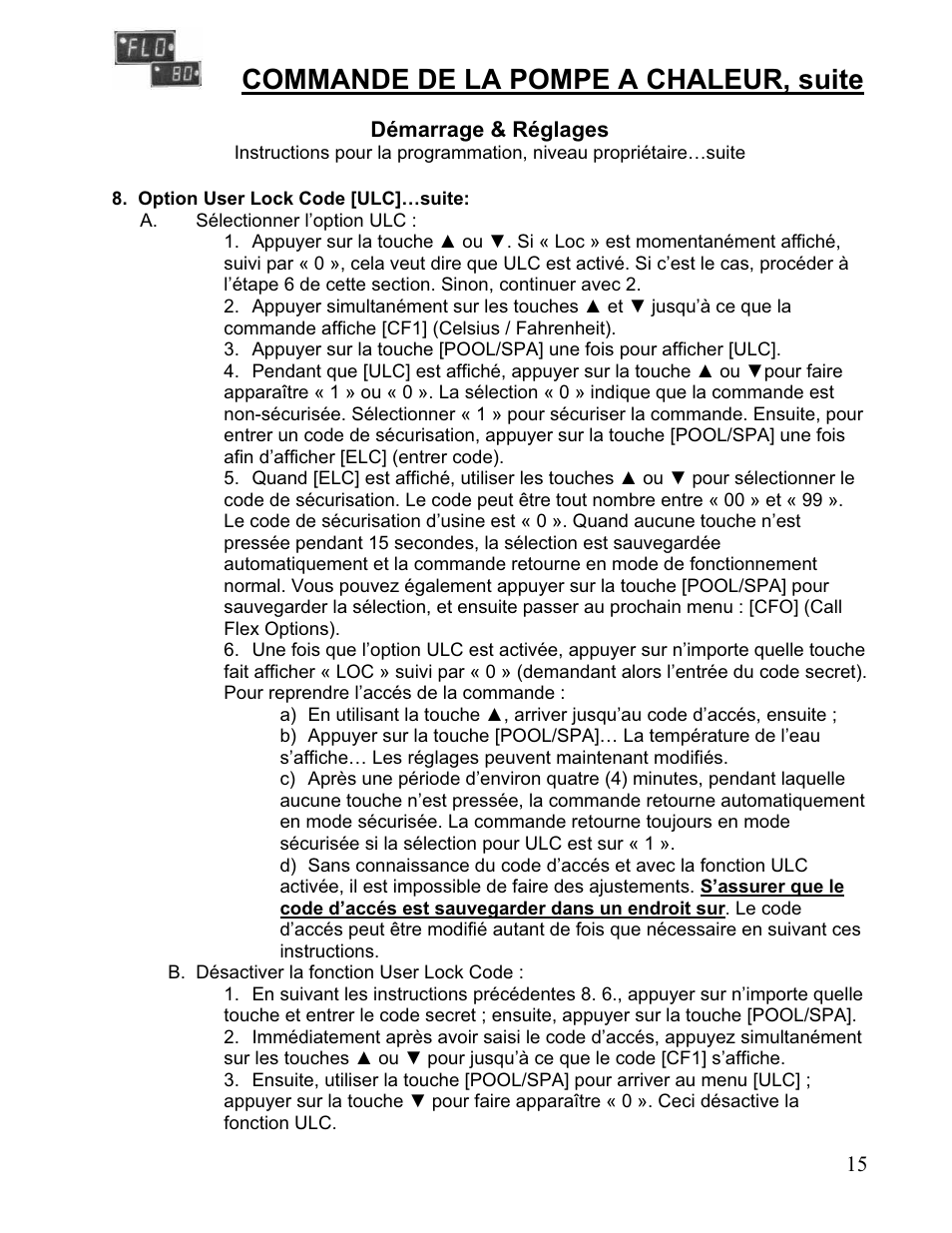 Commande de la pompe a chaleur, suite | Aquacal 110 User Manual | Page 158 / 214