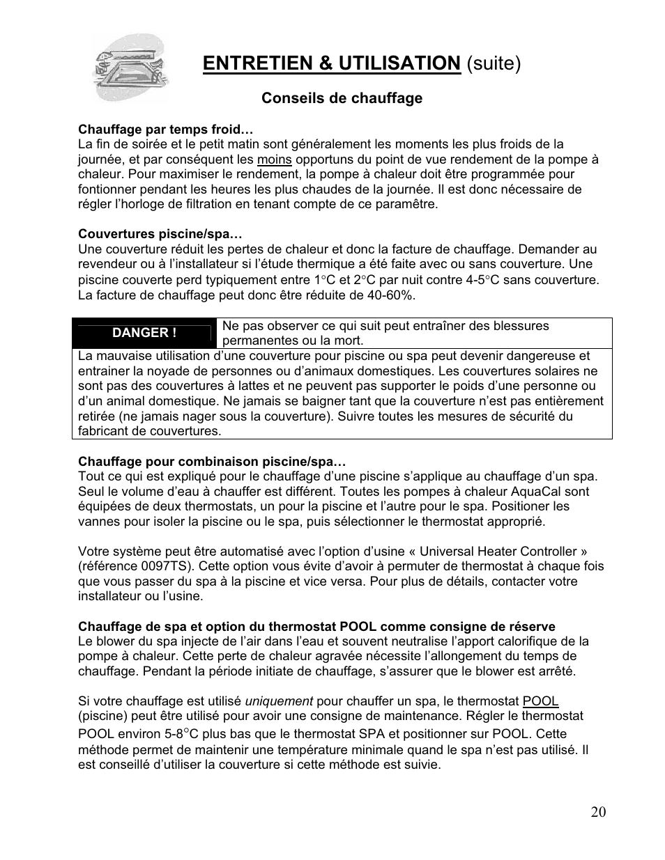 Entretien & utilisation (suite) | Aquacal 110 User Manual | Page 163 / 214