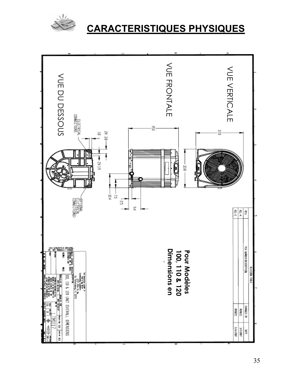 Caracteristiques physiques | Aquacal 110 User Manual | Page 178 / 214