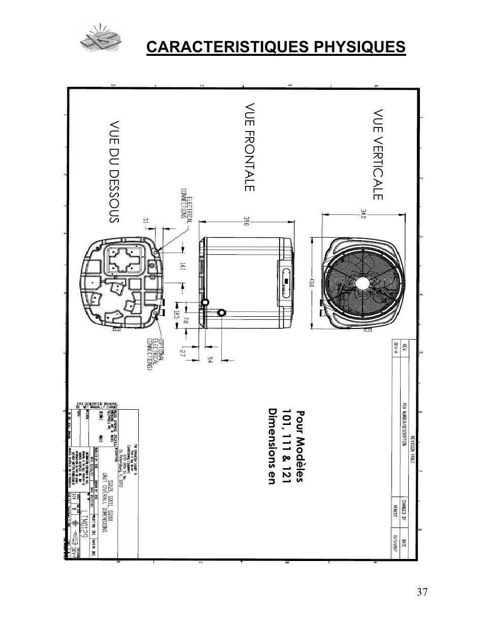 Caracteristiques physiques | Aquacal 110 User Manual | Page 180 / 214