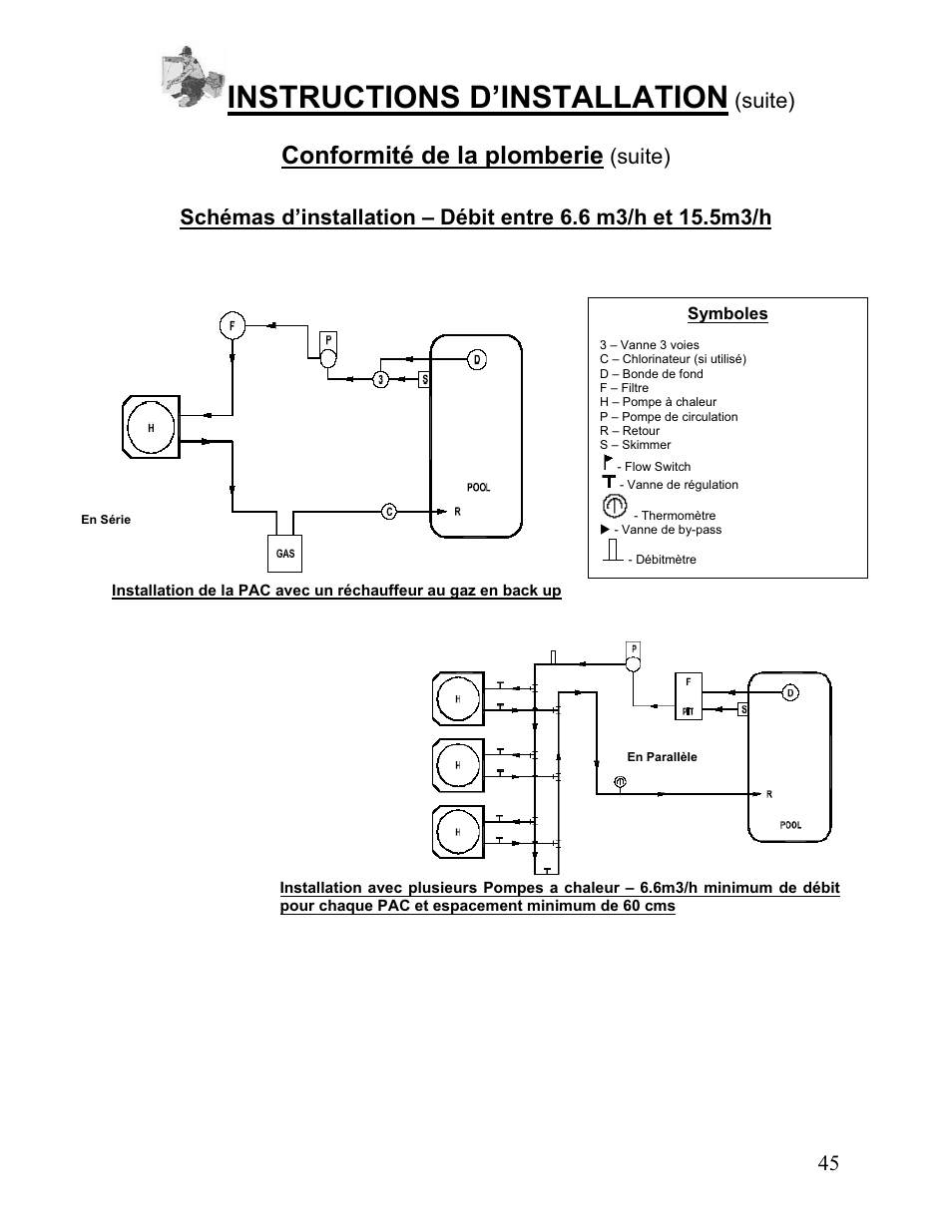 Instructions d’installation, Conformité de la plomberie, Suite) | Aquacal 110 User Manual | Page 188 / 214