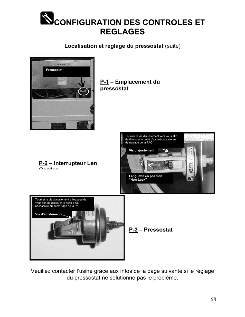 Configuration des controles et reglages | Aquacal 110 User Manual | Page 211 / 214