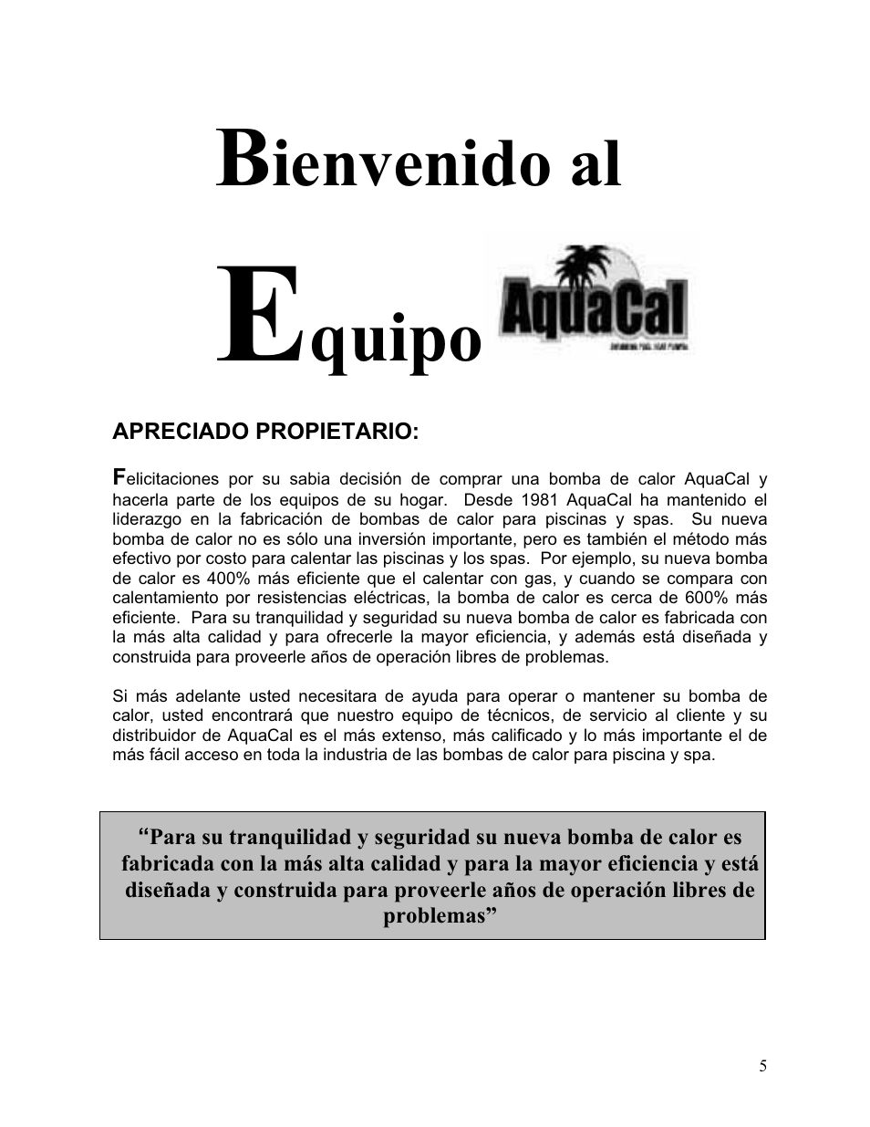 Quipo, Ienvenido al | Aquacal 110 User Manual | Page 63 / 214