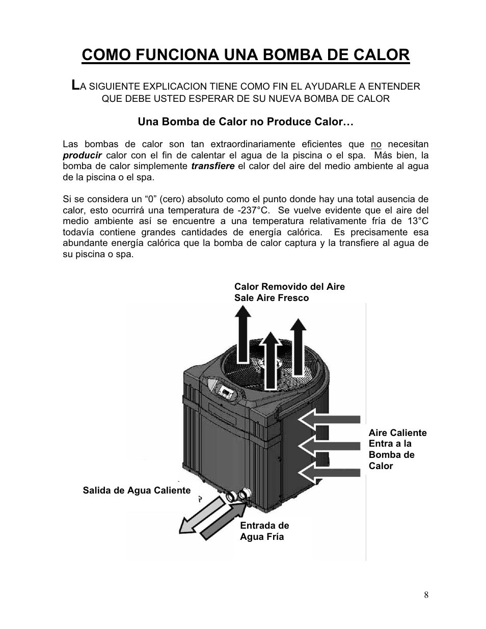 Como funciona una bomba de calor | Aquacal 110 User Manual | Page 66 / 214