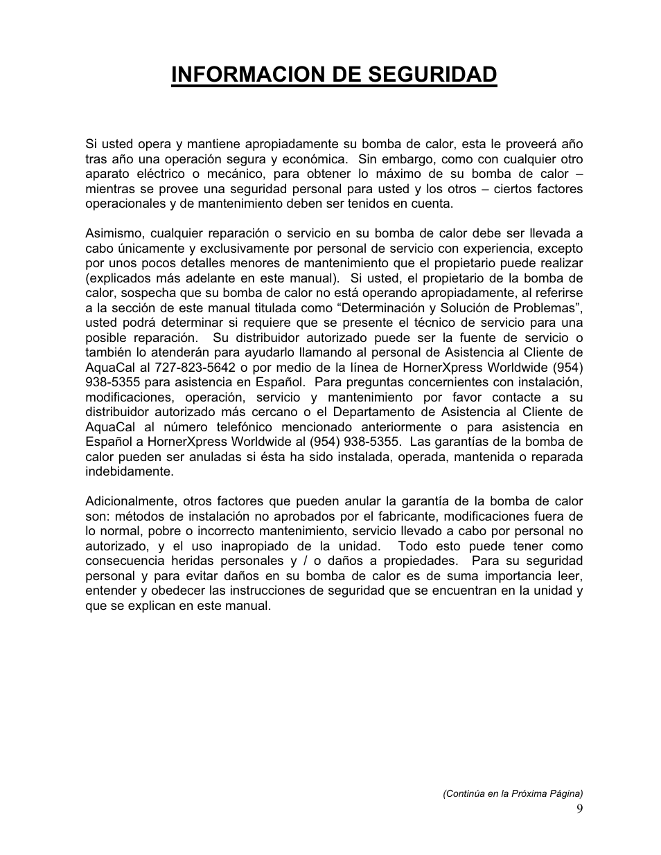 Informacion de seguridad | Aquacal 110 User Manual | Page 67 / 214