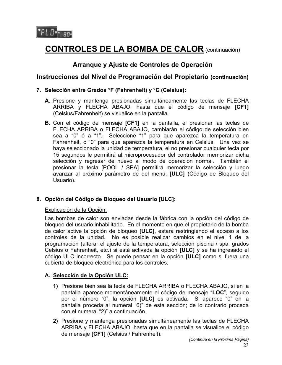 Controles de la bomba de calor | Aquacal 110 User Manual | Page 81 / 214