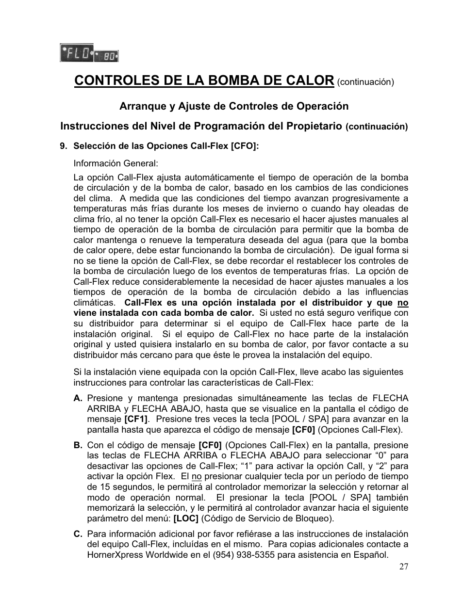 Controles de la bomba de calor | Aquacal 110 User Manual | Page 85 / 214