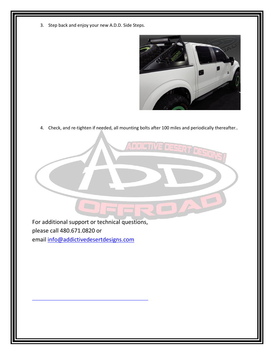 Addictive Desert Designs 2009 - 2013 F-150/Raptor Venom Side Step User Manual | Page 2 / 2