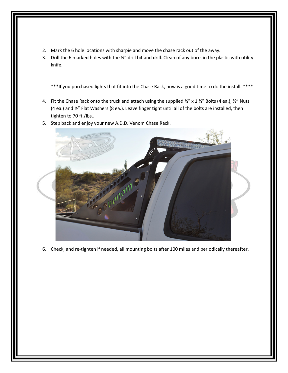 Addictive Desert Designs 2009 - 2013 F-150/Raptor Venom Chase Rack User Manual | Page 2 / 3