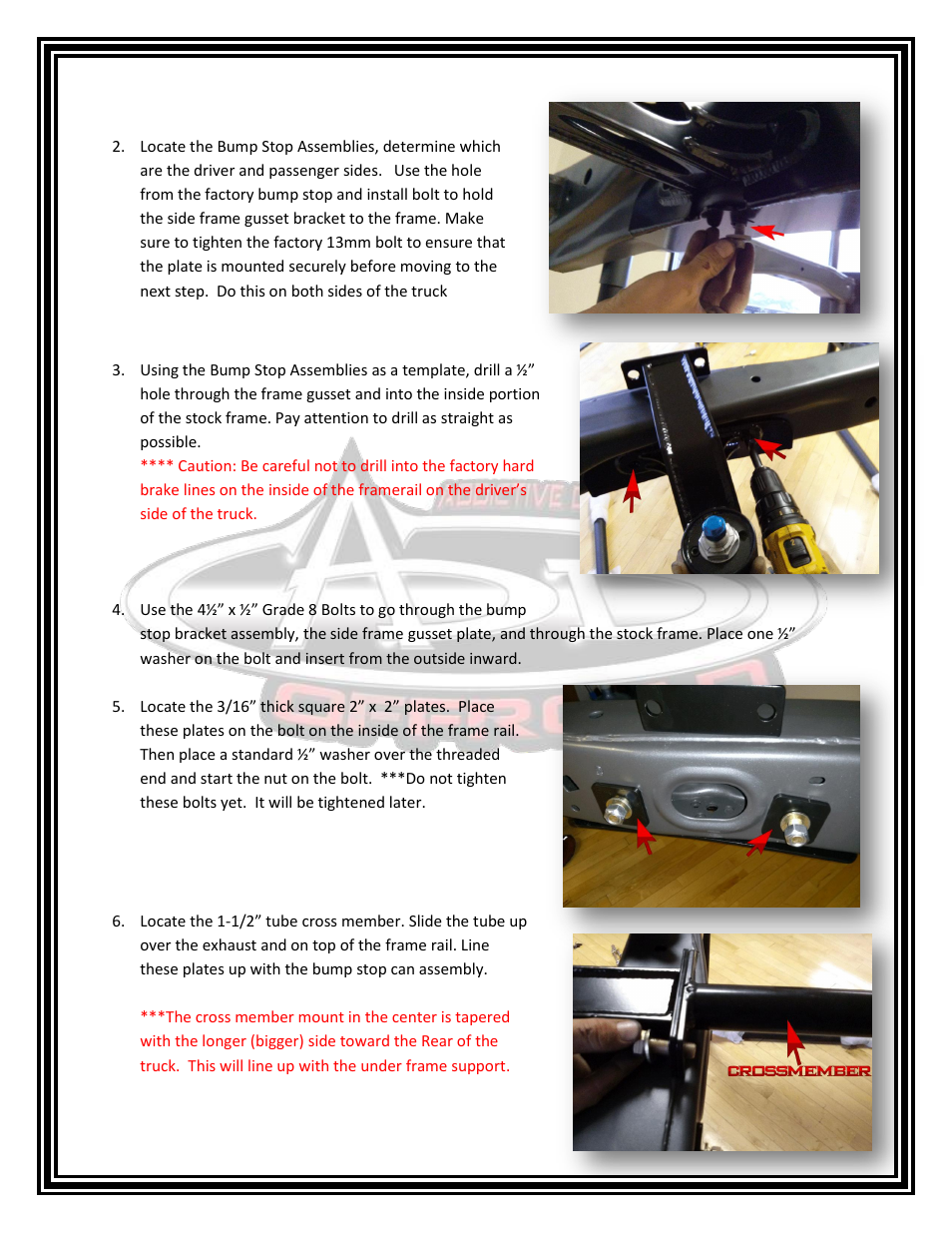 Addictive Desert Designs 2010 - 2013 Ford Raptor Rear Frame Gusset/Bump Stop Kit User Manual | Page 2 / 5