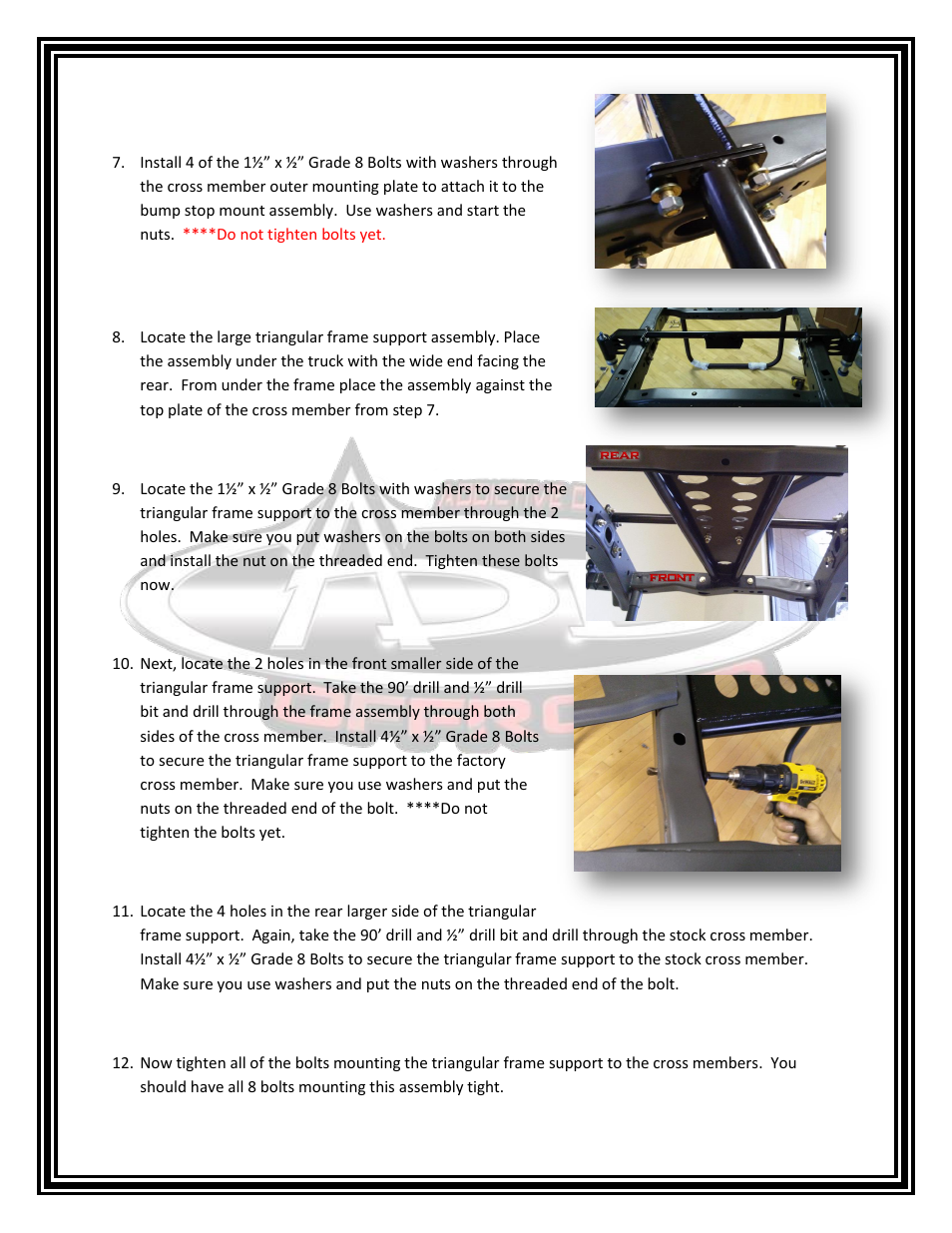 Addictive Desert Designs 2010 - 2013 Ford Raptor Rear Frame Gusset/Bump Stop Kit User Manual | Page 3 / 5
