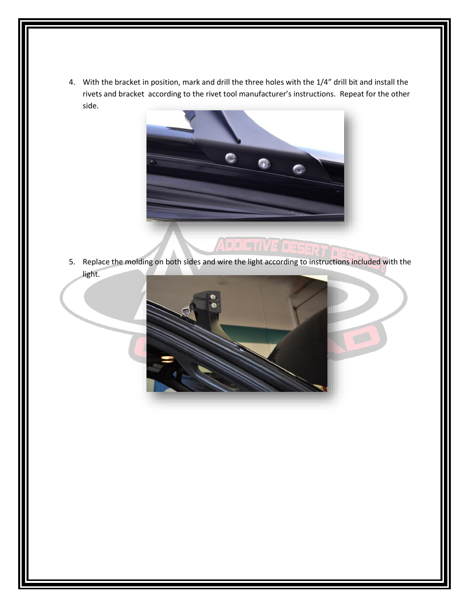 Addictive Desert Designs 2010 - Current Dodge RAM 2500 54 Radius Bar Roof Mount User Manual | Page 3 / 4