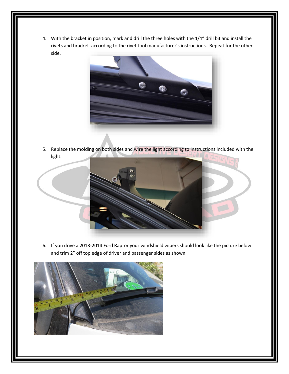 Addictive Desert Designs 2009 – 2014 Ford F150 Series Radius Bar Roof Mount User Manual | Page 3 / 4