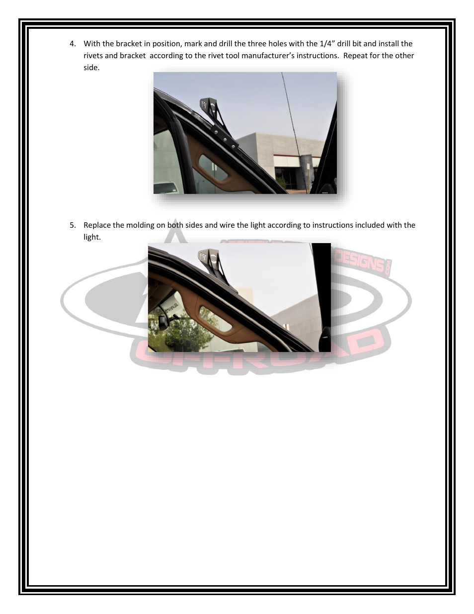 Addictive Desert Designs 1999 – 2014 Ford Superduty and Excursion Radius Bar Roof Mount User Manual | Page 3 / 4