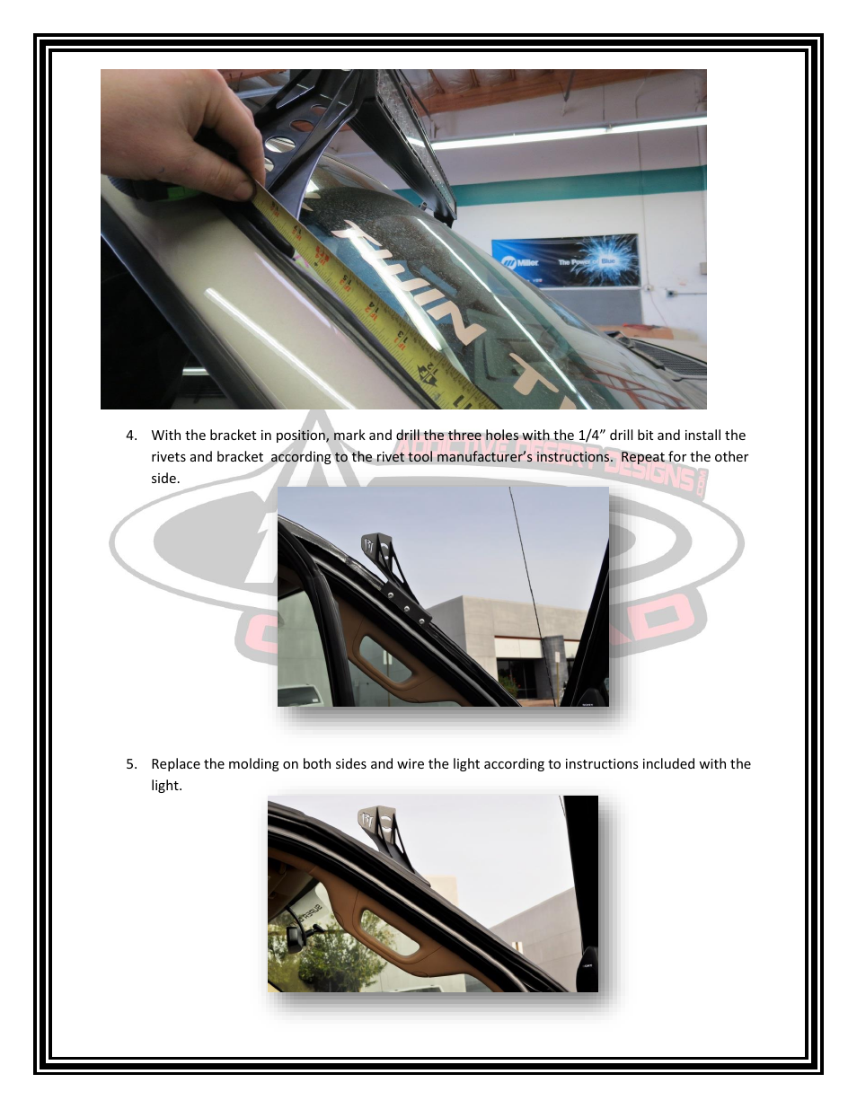 Addictive Desert Designs 1999 – 2014 Ford Superduty and Excursion 50 Straight Bar Roof Mount User Manual | Page 3 / 4
