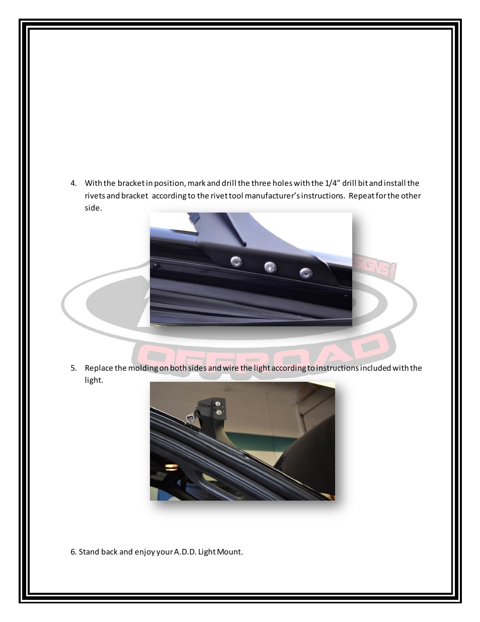 Addictive Desert Designs 2005 – 2014 Toyota Tacoma 50 Radius Bar Roof Mount User Manual | Page 3 / 4