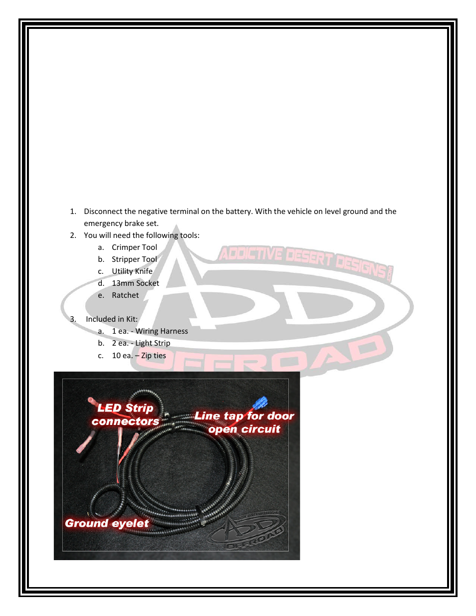 Addictive Desert Designs 2009 - 2013 F-150 Series LED Light Strip User Manual | 4 pages