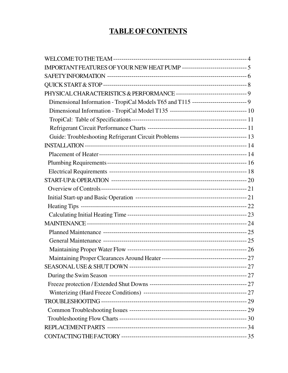 Aquacal T115 User Manual | Page 3 / 36