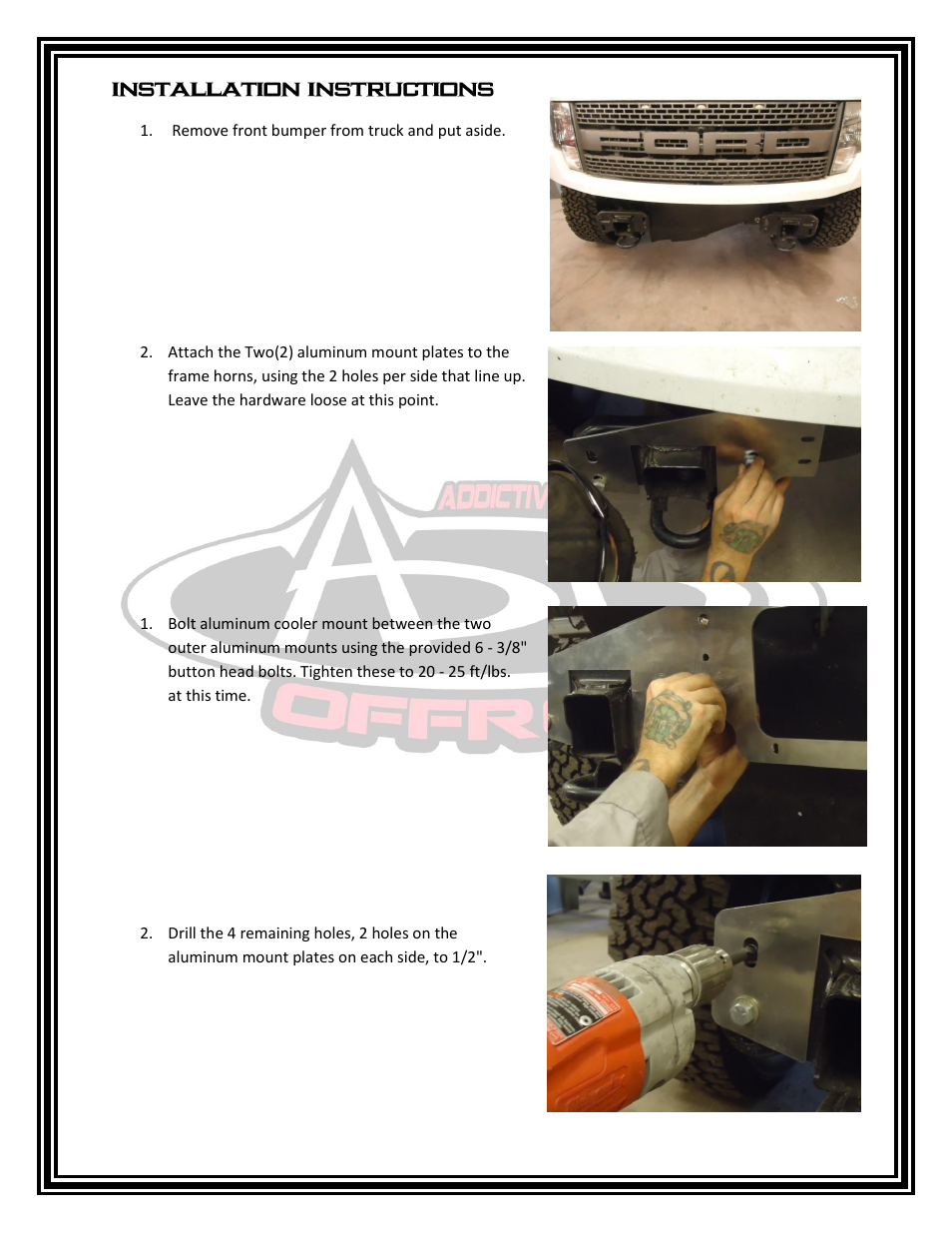 Addictive Desert Designs 2010 - 2014 Ford F150 / Raptor Transmission Cooler User Manual | Page 2 / 5