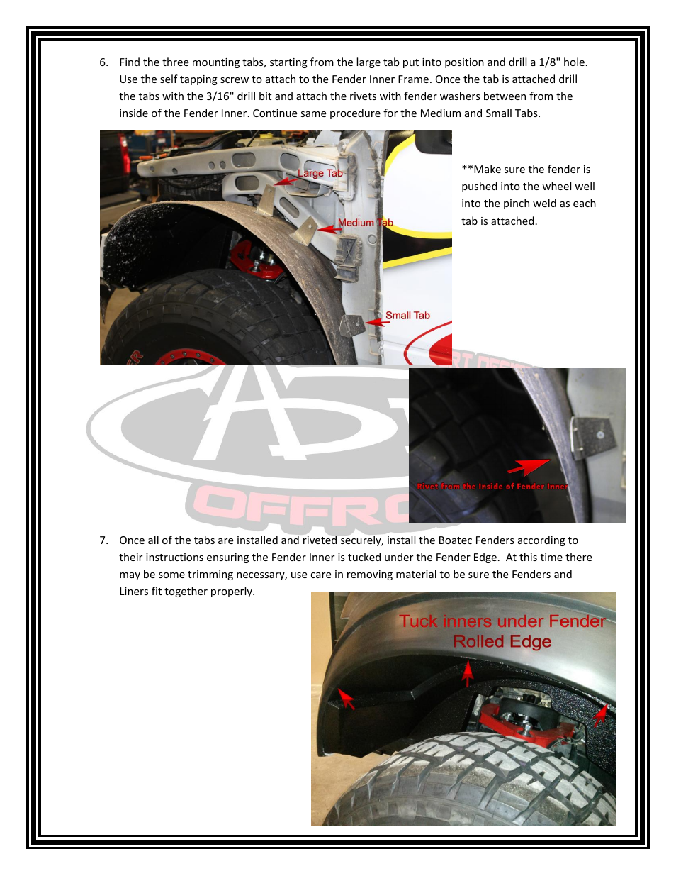 Addictive Desert Designs 2010 - 2014 Ford Raptor Fender Inner User Manual | Page 3 / 4