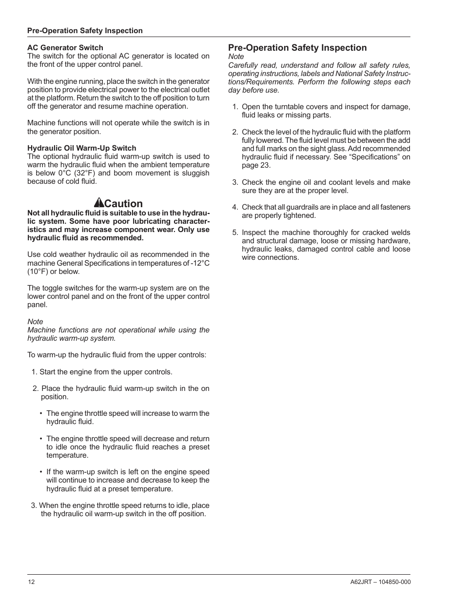 Caution | Snorkel A62JRT User Manual | Page 14 / 26
