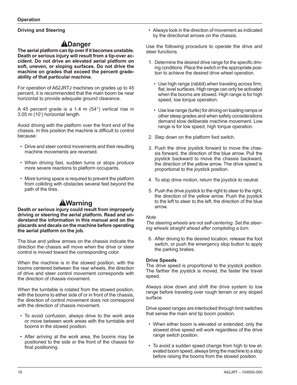 Danger, Warning | Snorkel A62JRT User Manual | Page 18 / 26