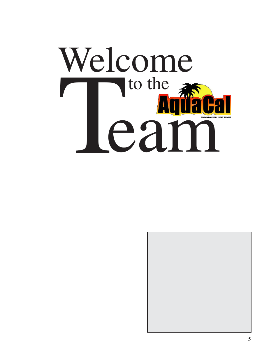 Welcome | Aquacal 100  EN User Manual | Page 5 / 65