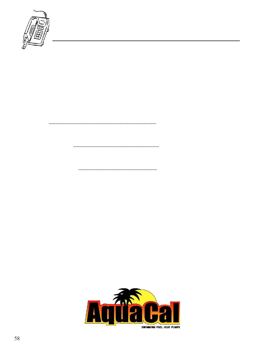 What we need to know when you call us | Aquacal 100  EN User Manual | Page 58 / 65