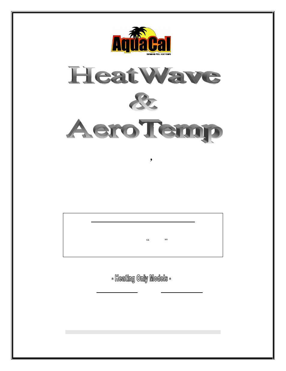 Heat pump owner’s instructions, Programming an hp7 controller, Heat pump owner ’s instructions | Aquacal 100  EN User Manual | Page 61 / 65