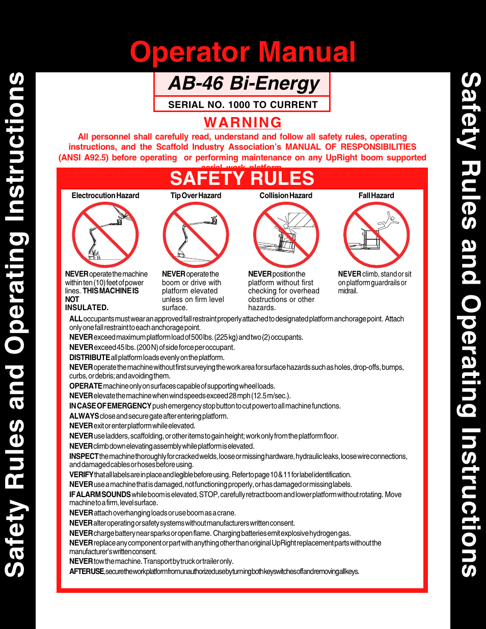 Snorkel AB46 Bi Energy and Electric User Manual | 12 pages