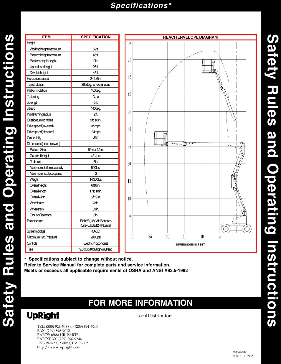 For more information, Specifications | Snorkel AB46 Bi Energy and Electric User Manual | Page 12 / 12