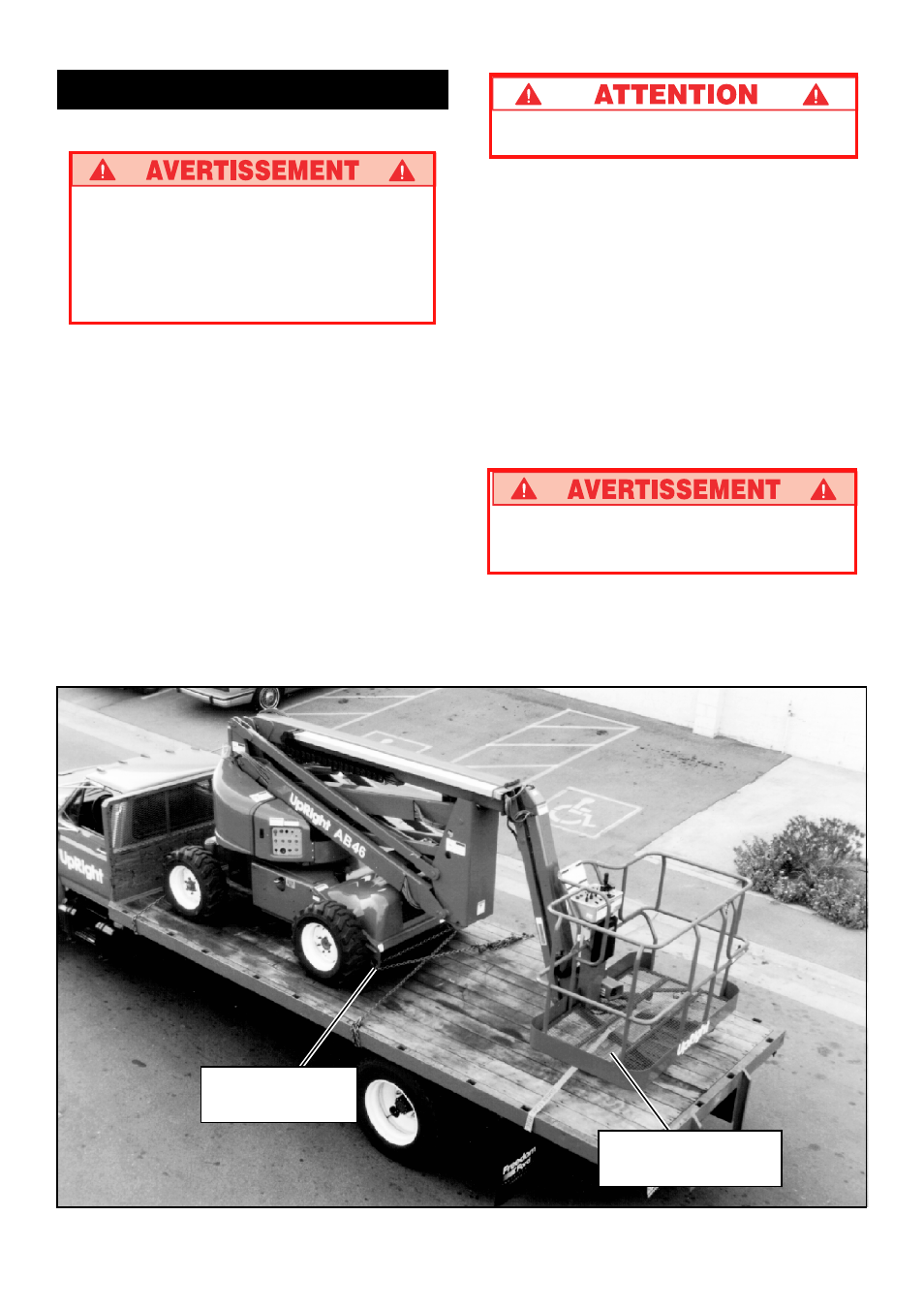 Par grue, Par camion ou remorque | Snorkel AB46 Bi-Energy User Manual | Page 18 / 46