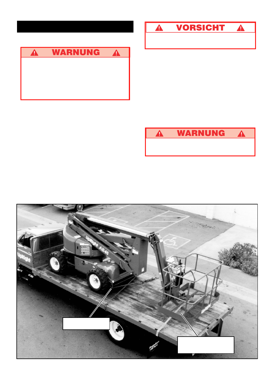 Durch kran, Durch lkw oder anhänger | Snorkel AB46 Bi-Energy User Manual | Page 28 / 46