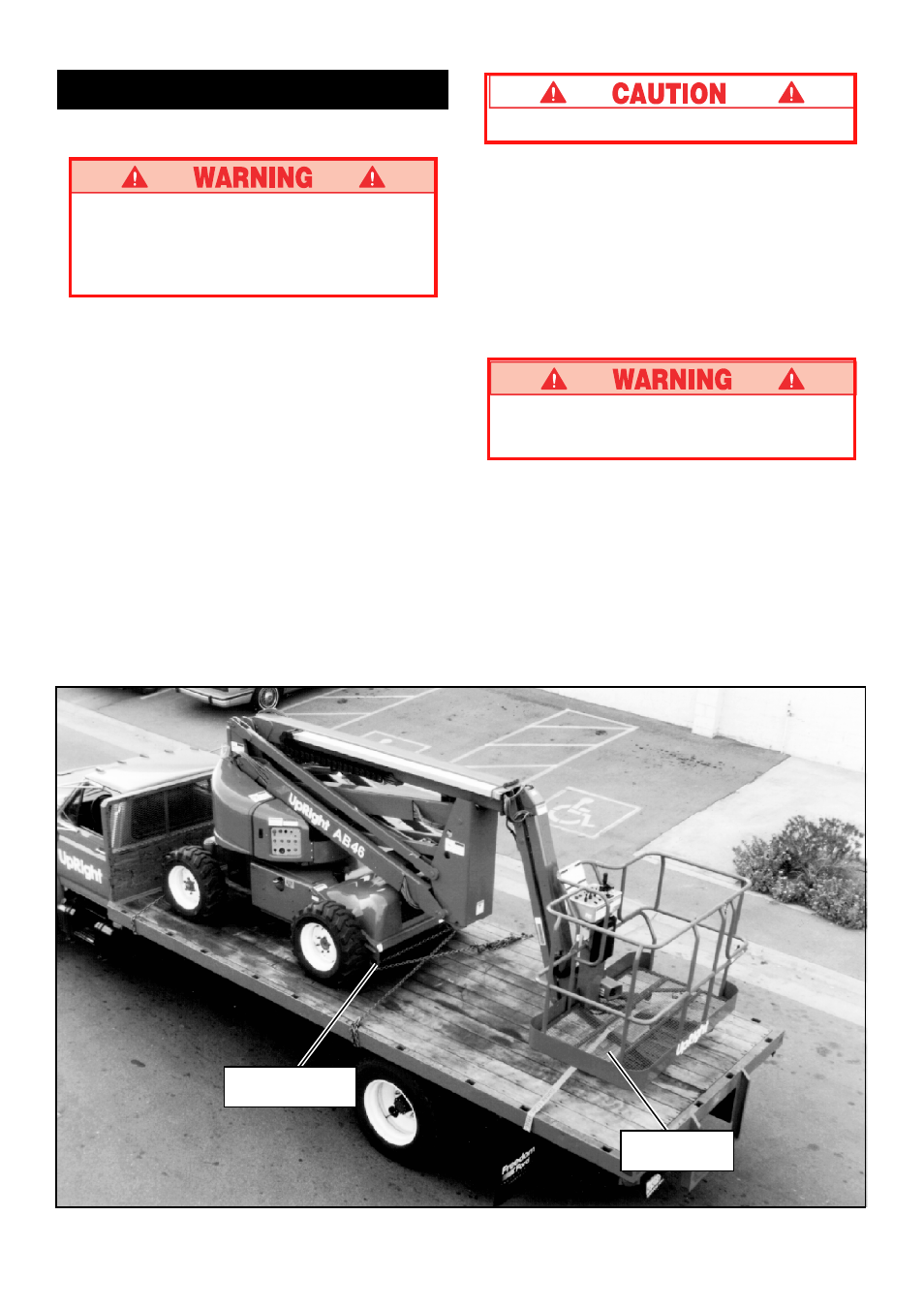 Transportation, By crane, By truck or trailer | Snorkel AB46 Bi-Energy User Manual | Page 8 / 46