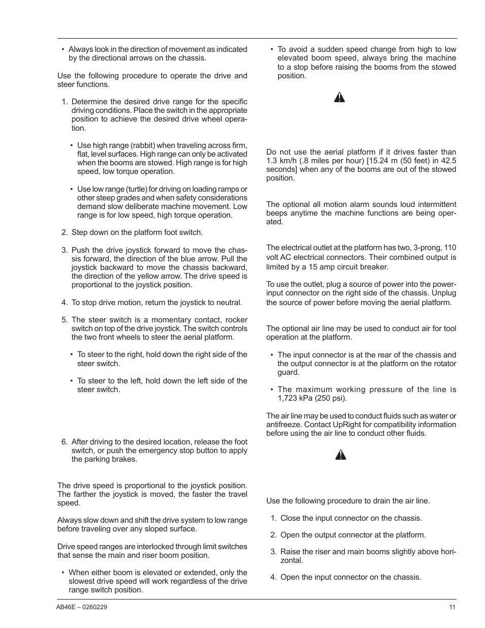 Warning, Caution | Snorkel AB46E User Manual | Page 13 / 22
