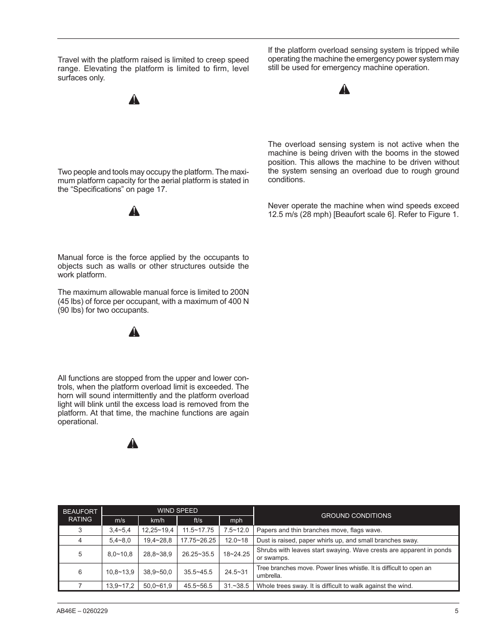Danger, Caution, Special limitations | Snorkel AB46E User Manual | Page 7 / 22