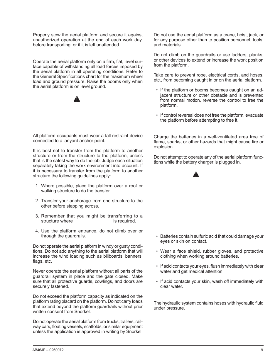 Danger, Warning | Snorkel AB46JE User Manual | Page 13 / 62