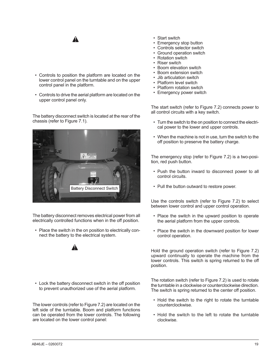 Chapter 7 – controls, Danger, Caution | Snorkel AB46JE User Manual | Page 23 / 62