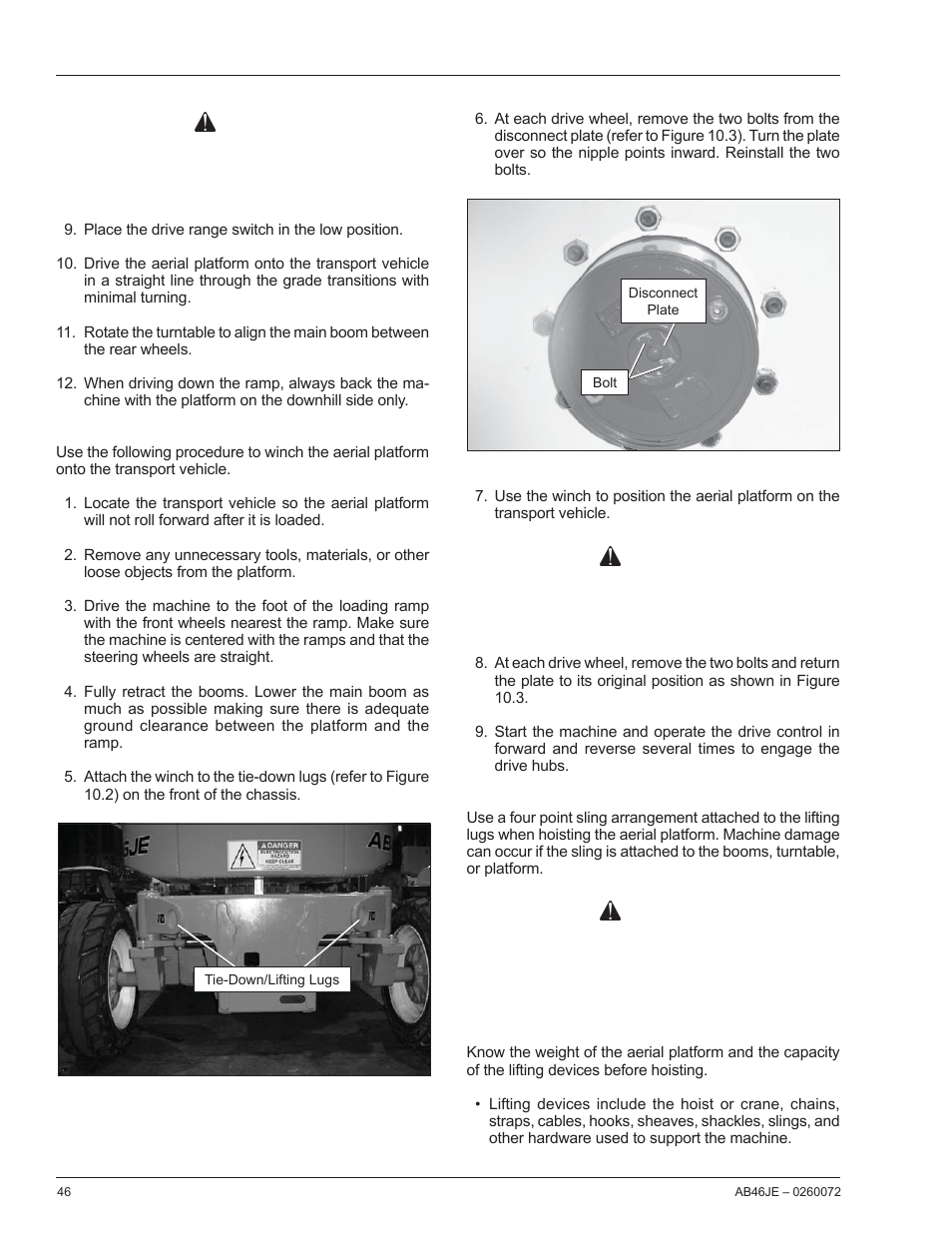 Danger, Warning | Snorkel AB46JE User Manual | Page 50 / 62