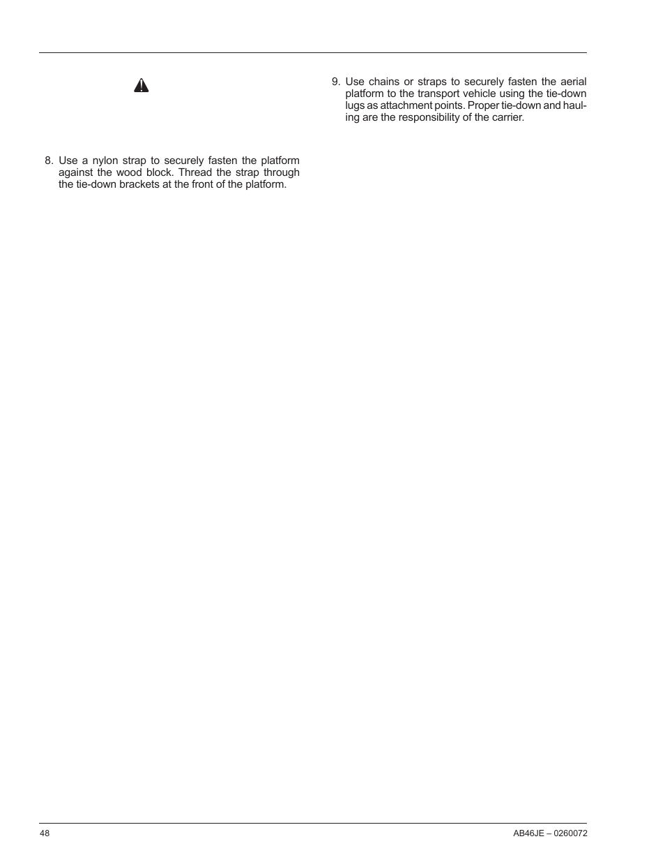 Caution | Snorkel AB46JE User Manual | Page 52 / 62
