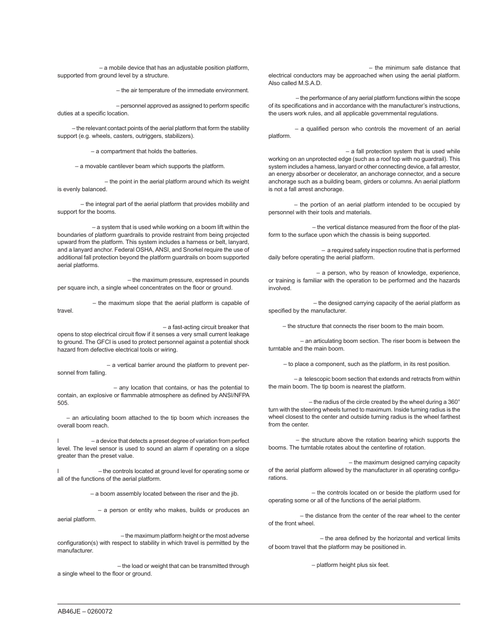Appendix a – glossary | Snorkel AB46JE User Manual | Page 59 / 62